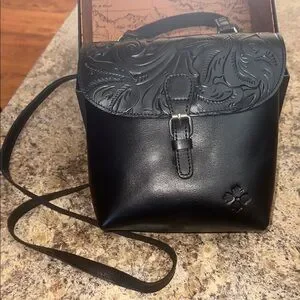 Patricia Nash Vatoni Black Tooled Leather Convertible Backpack Crossbody Bag new Natalia Tooled Leather Convertible Backpack | Black  main image 4